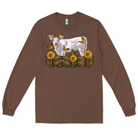Chestnut charolais calf with sunflowers Long Sleeve Tee - LillyAllenDesigns