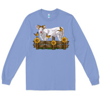Colony Blue charolais calf with sunflowers Long Sleeve Tee - LillyAllenDesigns