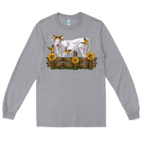 Heather Grey charolais calf with sunflowers Long Sleeve Tee - LillyAllenDesigns
