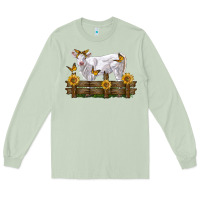 Matcha charolais calf with sunflowers Long Sleeve Tee - LillyAllenDesigns