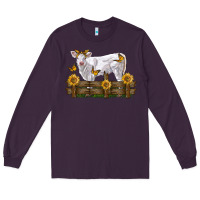 Charolais Calf With Sunflowers Long Sleeve Tee | Teevron