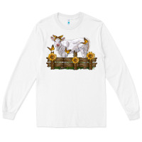 White charolais calf with sunflowers Long Sleeve Tee - LillyAllenDesigns