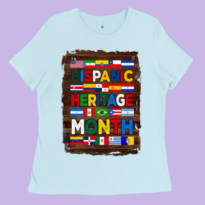Hispanic Haritage Month Flags With Background Ladies Tee Designed By Bundleandbundleshop