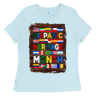 Baby Blue hispanic haritage month flags with background Ladies Tee - BundleAndBundleShop