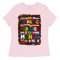 Bubblegum Pink hispanic haritage month flags with background Ladies Tee - BundleAndBundleShop