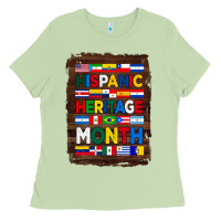 Matcha hispanic haritage month flags with background Ladies Tee - BundleAndBundleShop