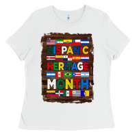 White hispanic haritage month flags with background Ladies Tee - BundleAndBundleShop