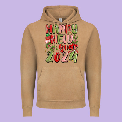 Happy New Year 2024 Vintage Hoodie Designed By Maliassmallbusiness