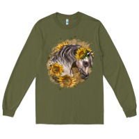 Army Green arabian horse with sunflowers Long Sleeve Tee - LillyAllenDesigns
