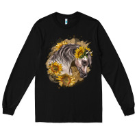 Black arabian horse with sunflowers Long Sleeve Tee - LillyAllenDesigns