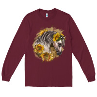 Burgundy arabian horse with sunflowers Long Sleeve Tee - LillyAllenDesigns