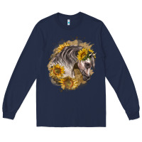 Navy arabian horse with sunflowers Long Sleeve Tee - LillyAllenDesigns
