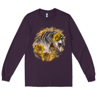 Plum arabian horse with sunflowers Long Sleeve Tee - LillyAllenDesigns