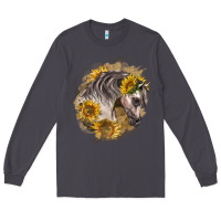 Smoke arabian horse with sunflowers Long Sleeve Tee - LillyAllenDesigns