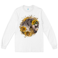 White arabian horse with sunflowers Long Sleeve Tee - LillyAllenDesigns