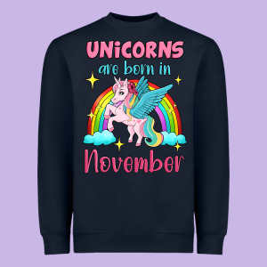 Unicorns Are Born In November Heavyweight Sweatshirt Designed By Jasminsmagicworld