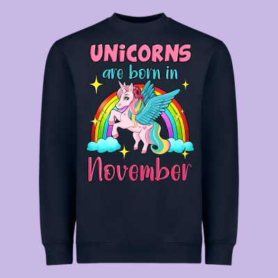 Unicorns Are Born In November Heavyweight Sweatshirt Designed By Jasminsmagicworld