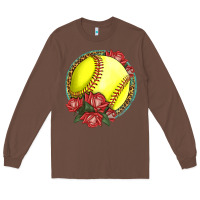 Chestnut Western Softball With Roses Long Sleeve Tee - LillyAllenDesigns