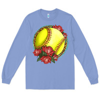 Colony Blue Western Softball With Roses Long Sleeve Tee - LillyAllenDesigns