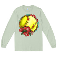 Matcha Western Softball With Roses Long Sleeve Tee - LillyAllenDesigns
