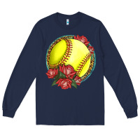 Navy Western Softball With Roses Long Sleeve Tee - LillyAllenDesigns
