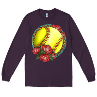 Plum Western Softball With Roses Long Sleeve Tee - LillyAllenDesigns