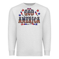 Oatmeal Heather 4 july god bless america western Premium Sweatshirt - CowCowDesign