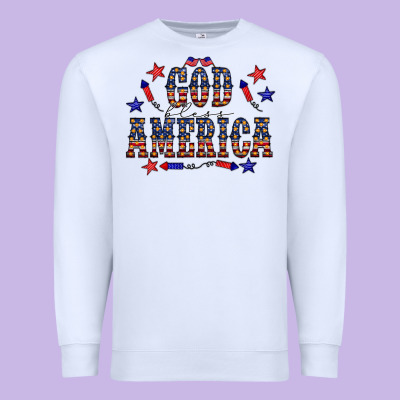 4 July God Bless America Western Premium Sweatshirt Designed By Cowcowdesign