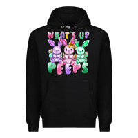 Black What's up peeps Easter bunnies Easter Day Premium Hoodie - CowGirlArtShop