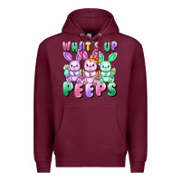 Burgundy What's up peeps Easter bunnies Easter Day Premium Hoodie - CowGirlArtShop