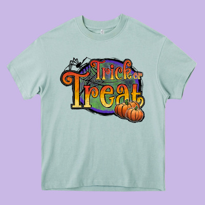 Trick Or Treat White Heavy Core Tee Designed By Jahusdesignshop