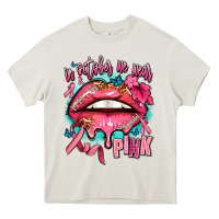 Cream in october we wear pink  lips Heavy Core Tee - AdoDesignShop