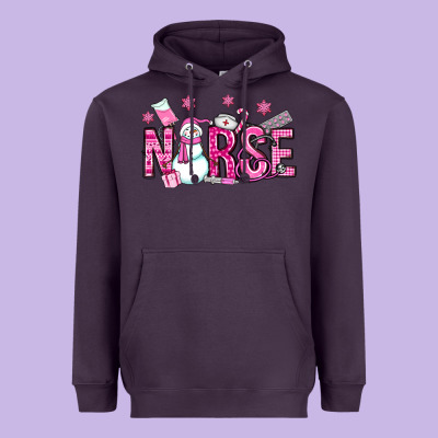 Nurse Pink Christmas Heavyweight Hoodie Designed By Oliviacreatesart