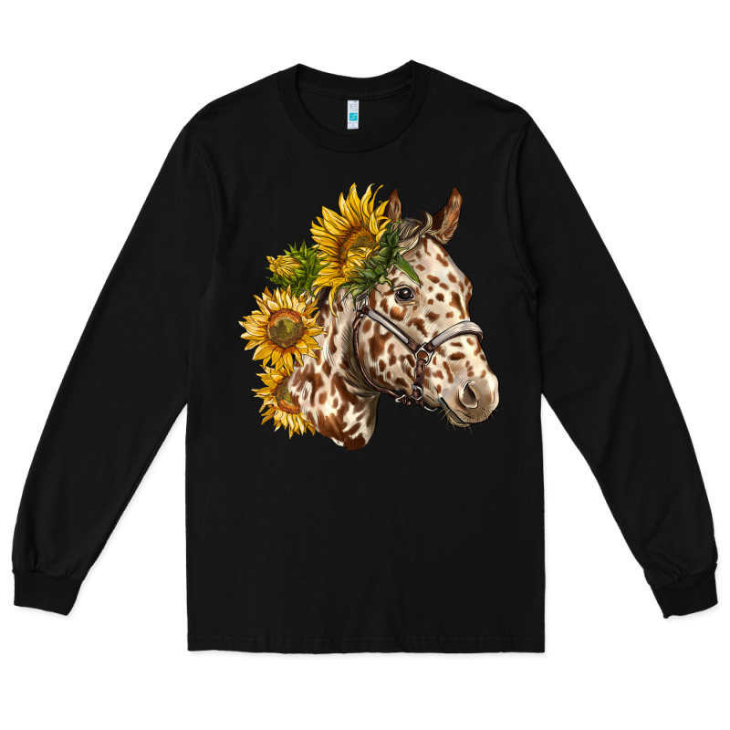 Appaloosa Horse With Sunflowers Long Sleeve Tee by LillyAllenDesigns | Teevron