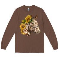 Chestnut appaloosa horse with sunflowers Long Sleeve Tee - LillyAllenDesigns