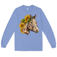 Colony Blue appaloosa horse with sunflowers Long Sleeve Tee - LillyAllenDesigns