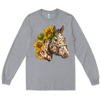 Heather Grey appaloosa horse with sunflowers Long Sleeve Tee - LillyAllenDesigns