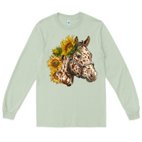 Matcha appaloosa horse with sunflowers Long Sleeve Tee - LillyAllenDesigns