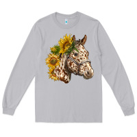 Moon Dust appaloosa horse with sunflowers Long Sleeve Tee - LillyAllenDesigns