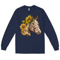 Navy appaloosa horse with sunflowers Long Sleeve Tee - LillyAllenDesigns