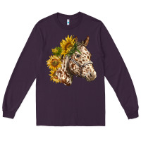 Plum appaloosa horse with sunflowers Long Sleeve Tee - LillyAllenDesigns