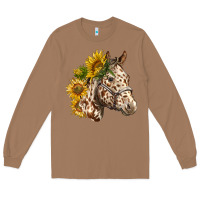 Toasted Coconut appaloosa horse with sunflowers Long Sleeve Tee - LillyAllenDesigns