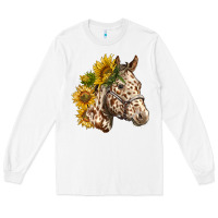 White appaloosa horse with sunflowers Long Sleeve Tee - LillyAllenDesigns