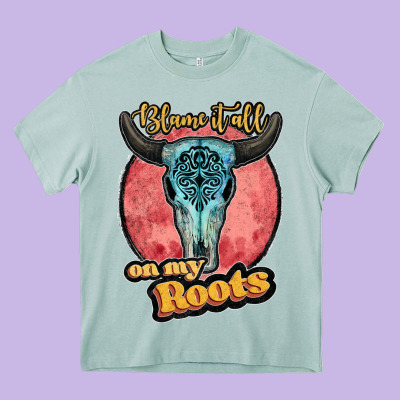 Blame It All On My Roots Black Heavy Core Tee Designed By Jahusdesignshop