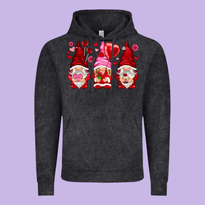 Valentines Day Gnomies With Heart Balloon Vintage Hoodie Designed By Nancycooperartshop