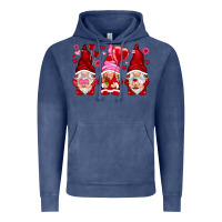 Vintage Denim valentines day gnomies with heart balloon Vintage Hoodie - NancyCooperArtShop