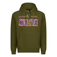 Army Green Mardi Gras Mama with Beads Premium Hoodie - HowdyJamesFarm