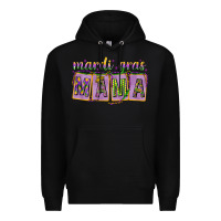 Black Mardi Gras Mama with Beads Premium Hoodie - HowdyJamesFarm