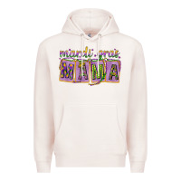 Pale Pink Mardi Gras Mama with Beads Premium Hoodie - HowdyJamesFarm