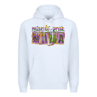 White Mardi Gras Mama with Beads Premium Hoodie - HowdyJamesFarm